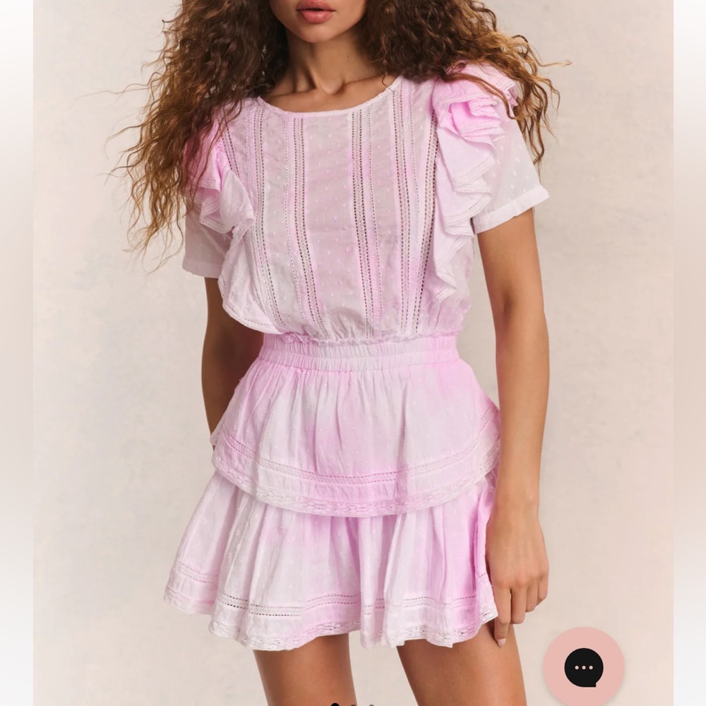 LoveShackFancy Pink Ruffled Mini Dress